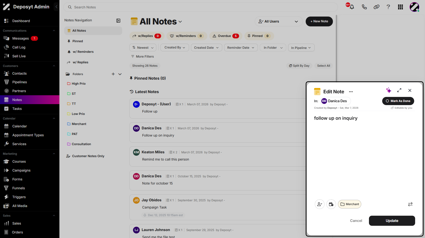 Step 7: You will then return to the selected notes pop-up window.