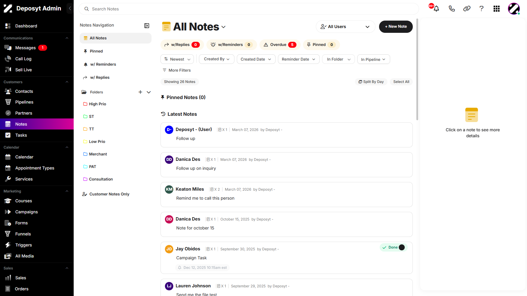 Step 2: You will then be navigated to the Notes section.