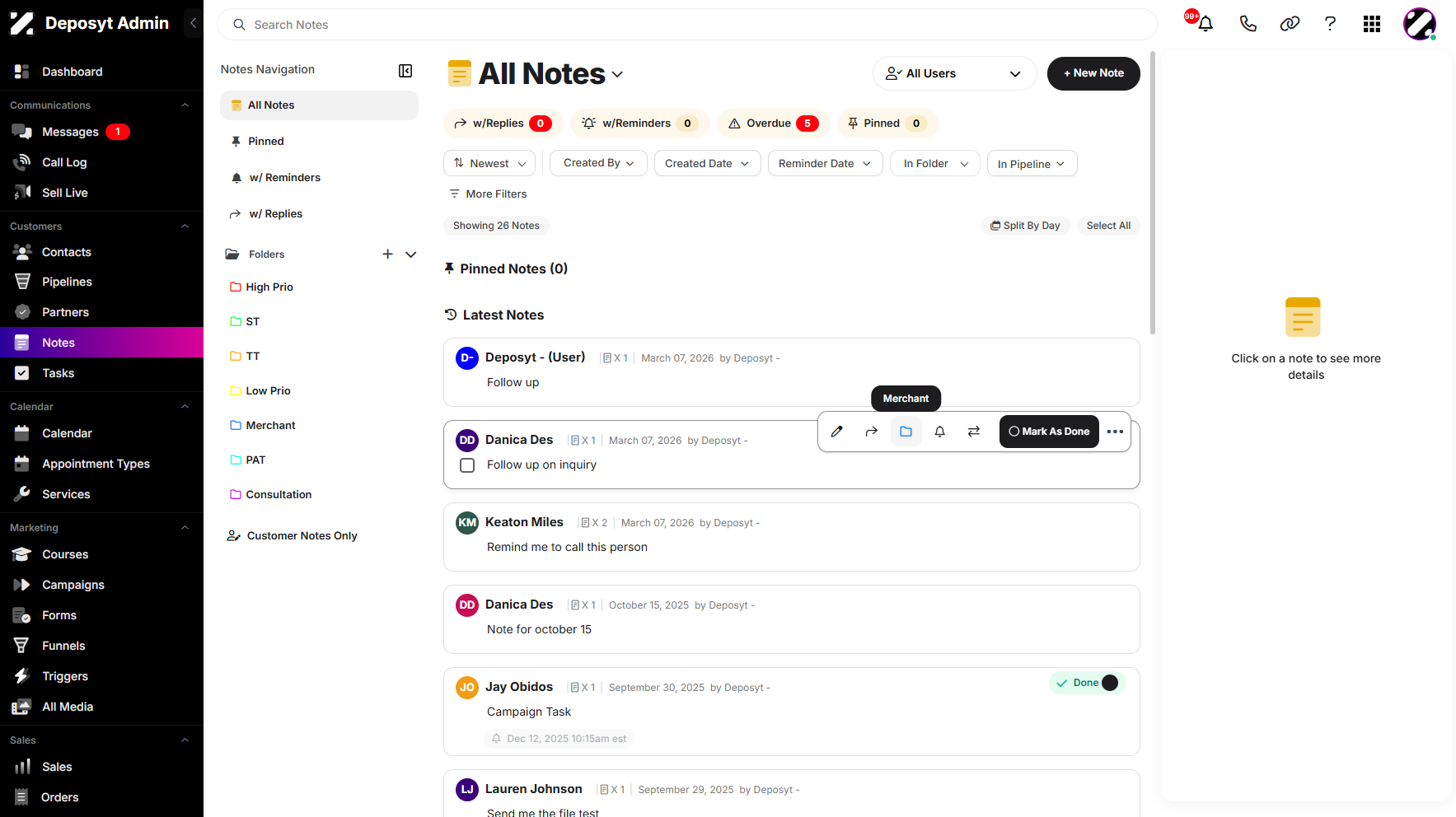 Step 9: The folder associated with the note is now visible when you hover over it.