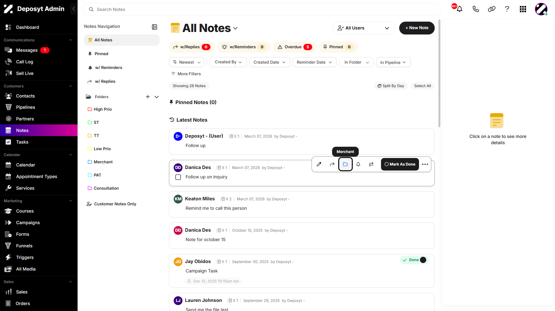 Step 9: The folder associated with the note is now visible when you hover over it.