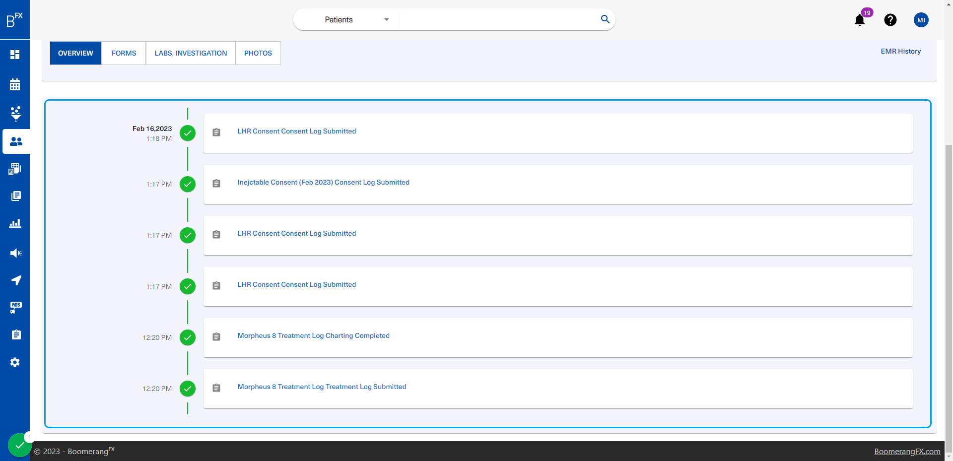 The updates are displayed from latest to earliest