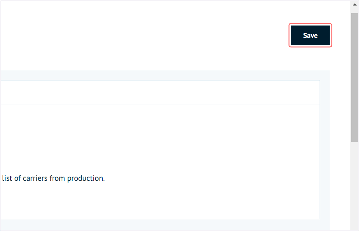 Click on Save to confirm any setting changes