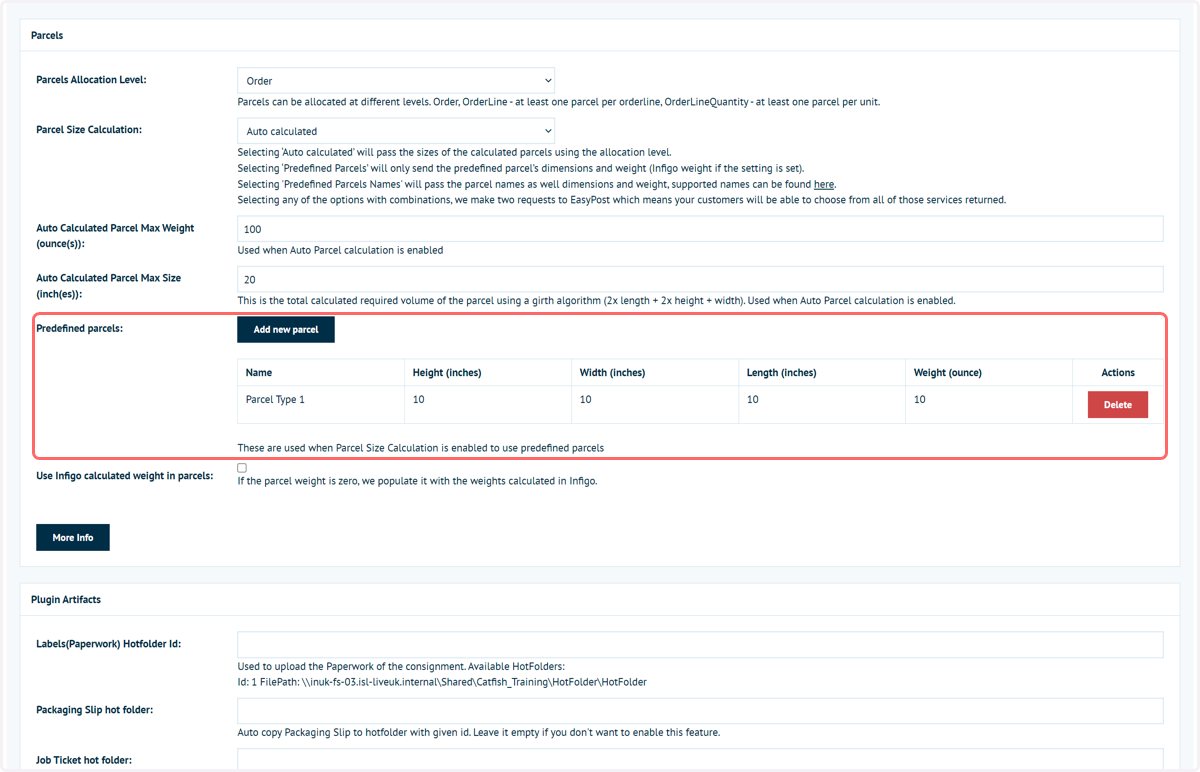 Predefined Parcels