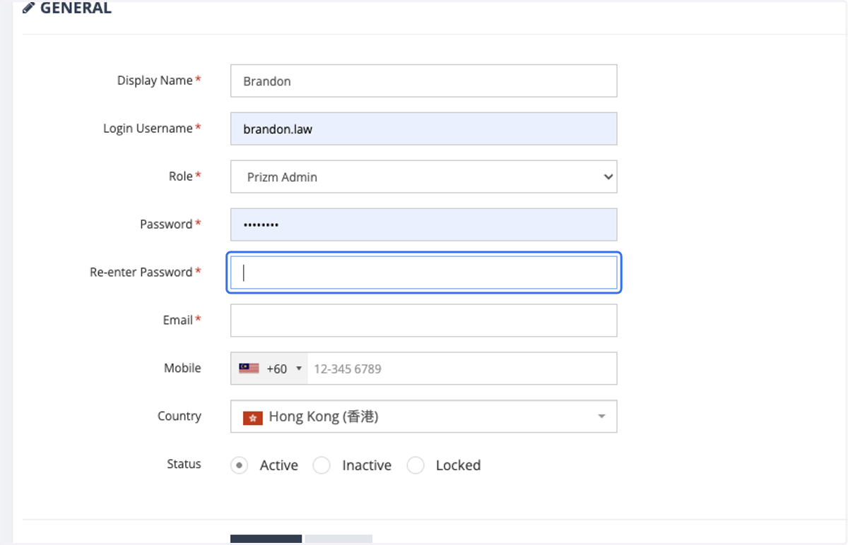 Re-enter the password to avoid mistake.