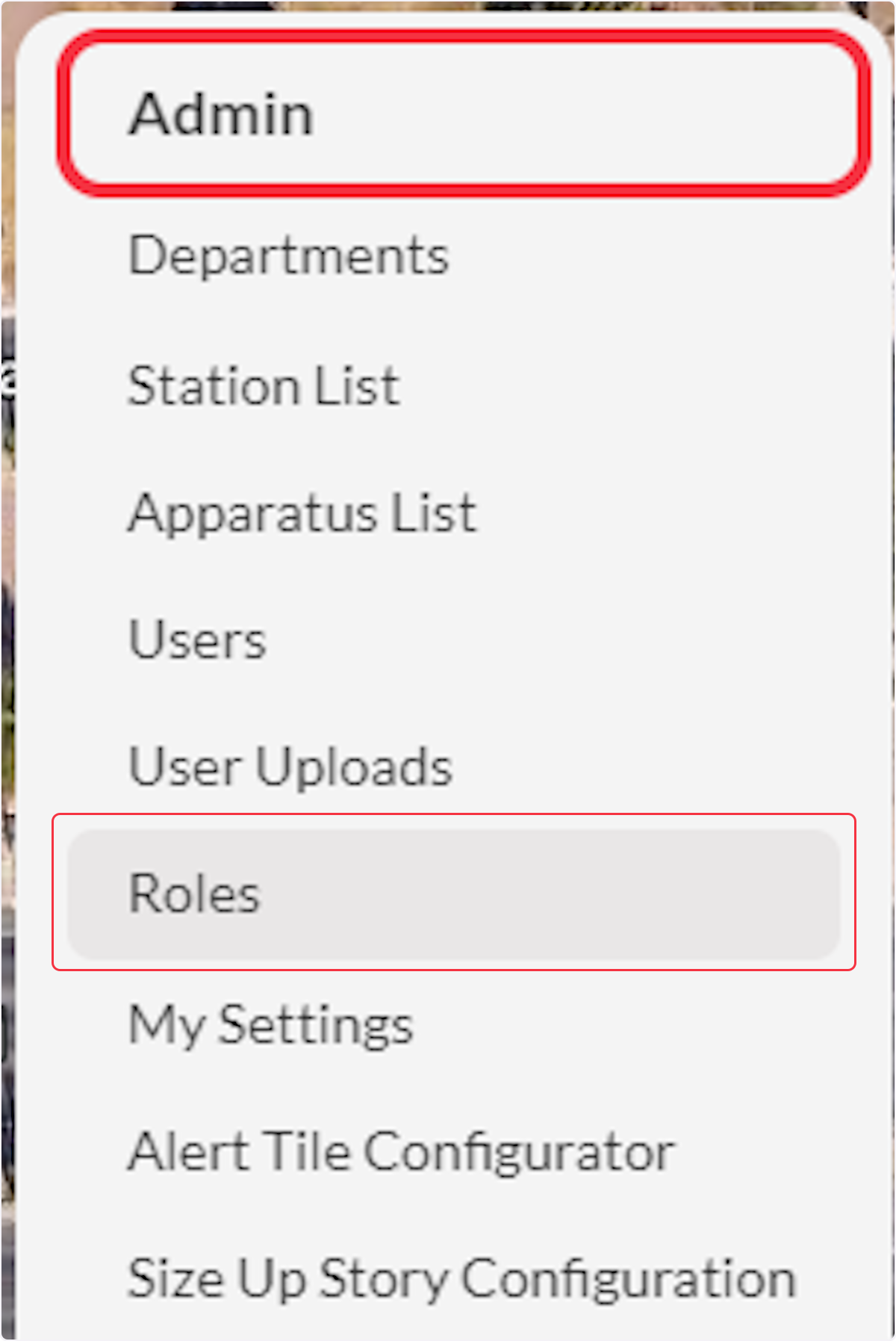 Navigate to Admin then click on Roles.