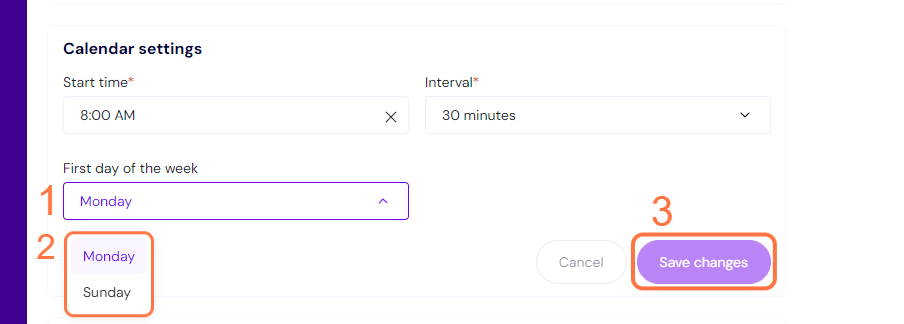 How Do I Change The First Day Of The Week? – Appointible Help Center