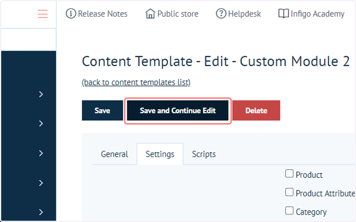 Click on Save and Continue Edit