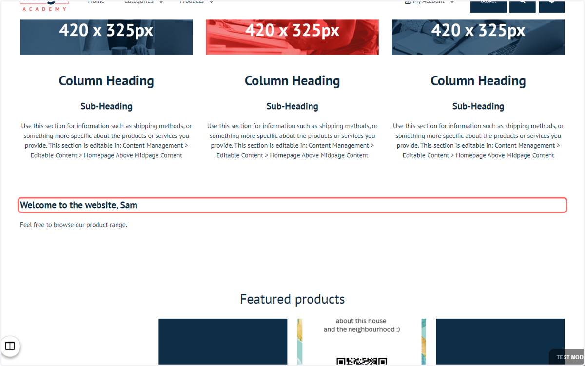 Navigate to the front end. You will see your custom module is now being utilised!