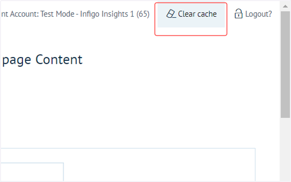 Click on Clear cache