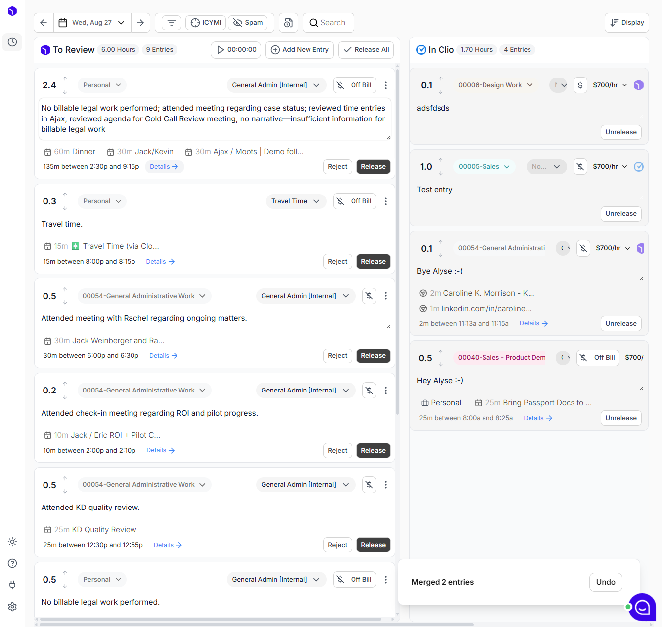 Click on Details on the entry you want to un-group