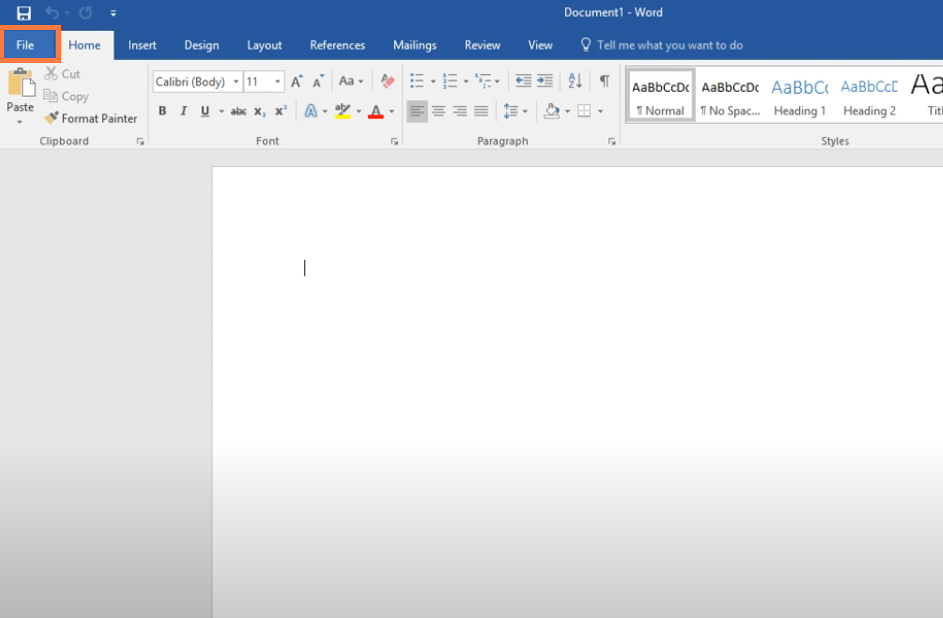 In Word, go to File.