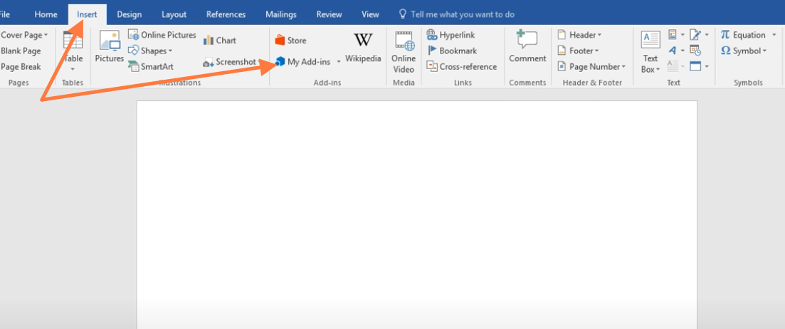 Once Word is open, go to Insert > My Add-ins