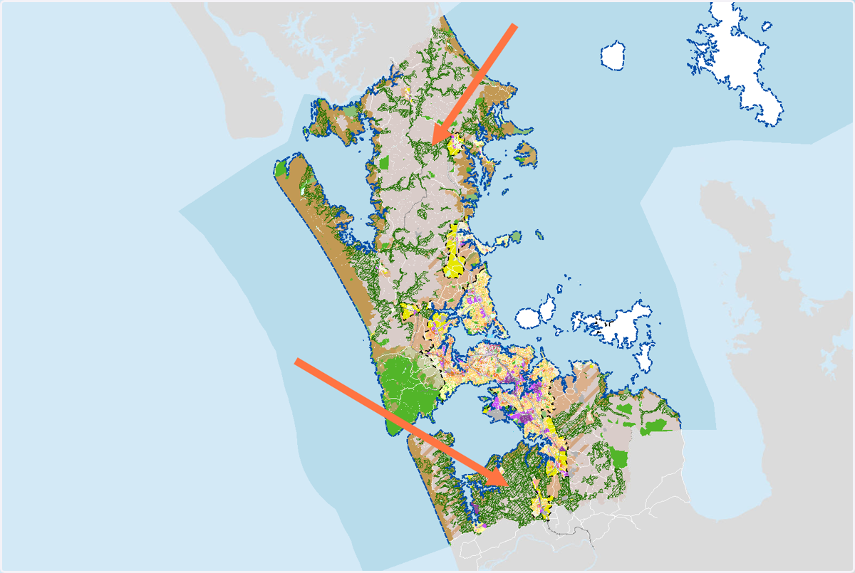 Once the layers are turned on, you will see that the map updates to include a green crosshatch. This is land that meets both the land-use zone and soil type requirements to fall into the definition of Highly Productive Land.