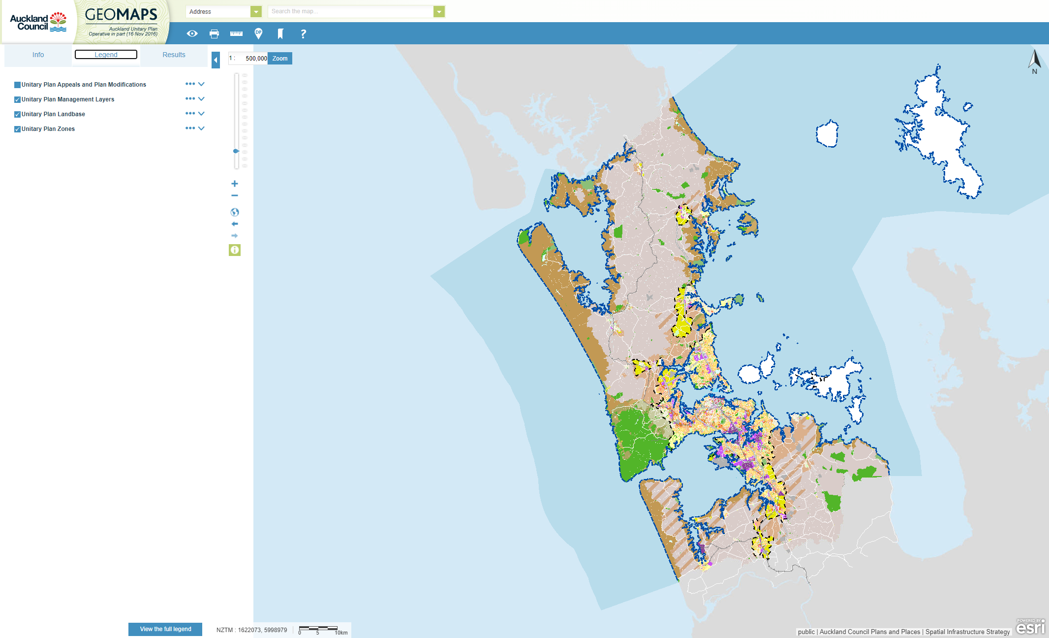 When the Unitary Plan maps have loaded - navigate to the 'Legend' Tab on the left side of the screen.