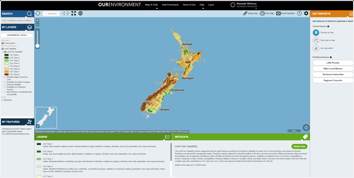 This will take you to the Landcare Research Land Use Capability portal.