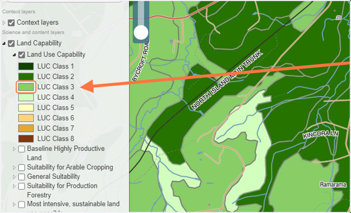 You can see that in this case the site is subject to Land Use Capability ('LUC') Class 3 soils. Confirming our earlier findings.