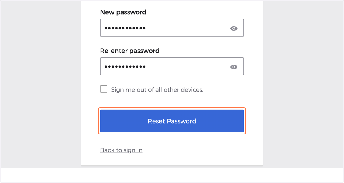 Click on Reset Password