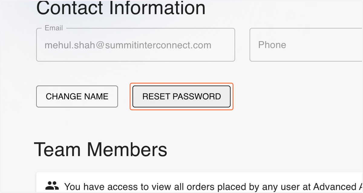 Click on RESET PASSWORD
