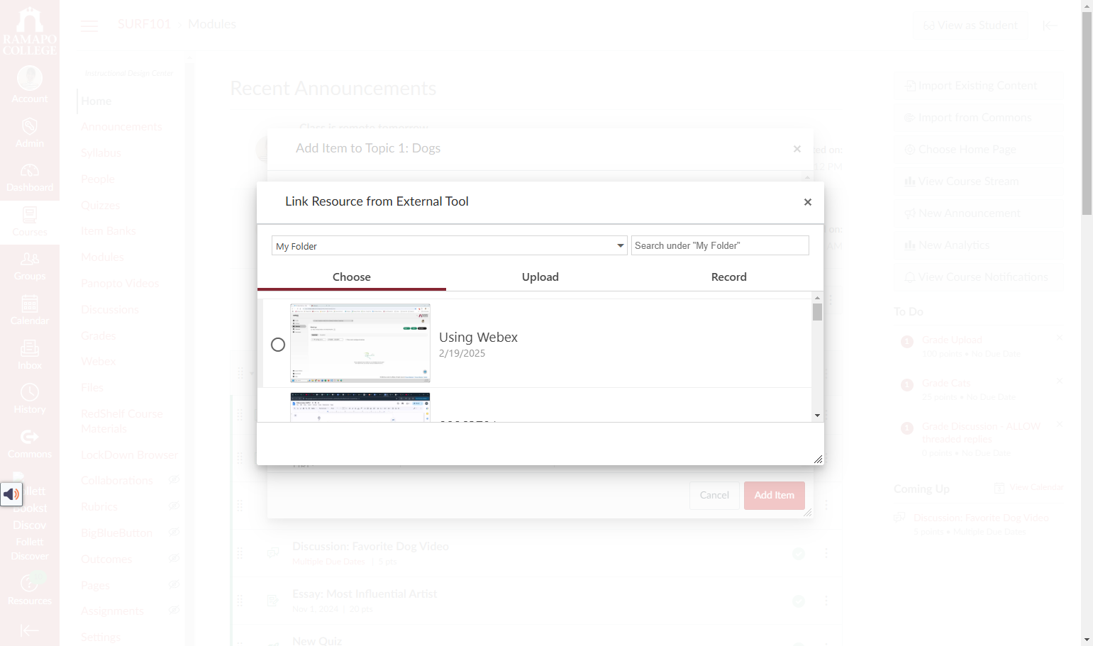 Select the video you would like to add to your Module.
