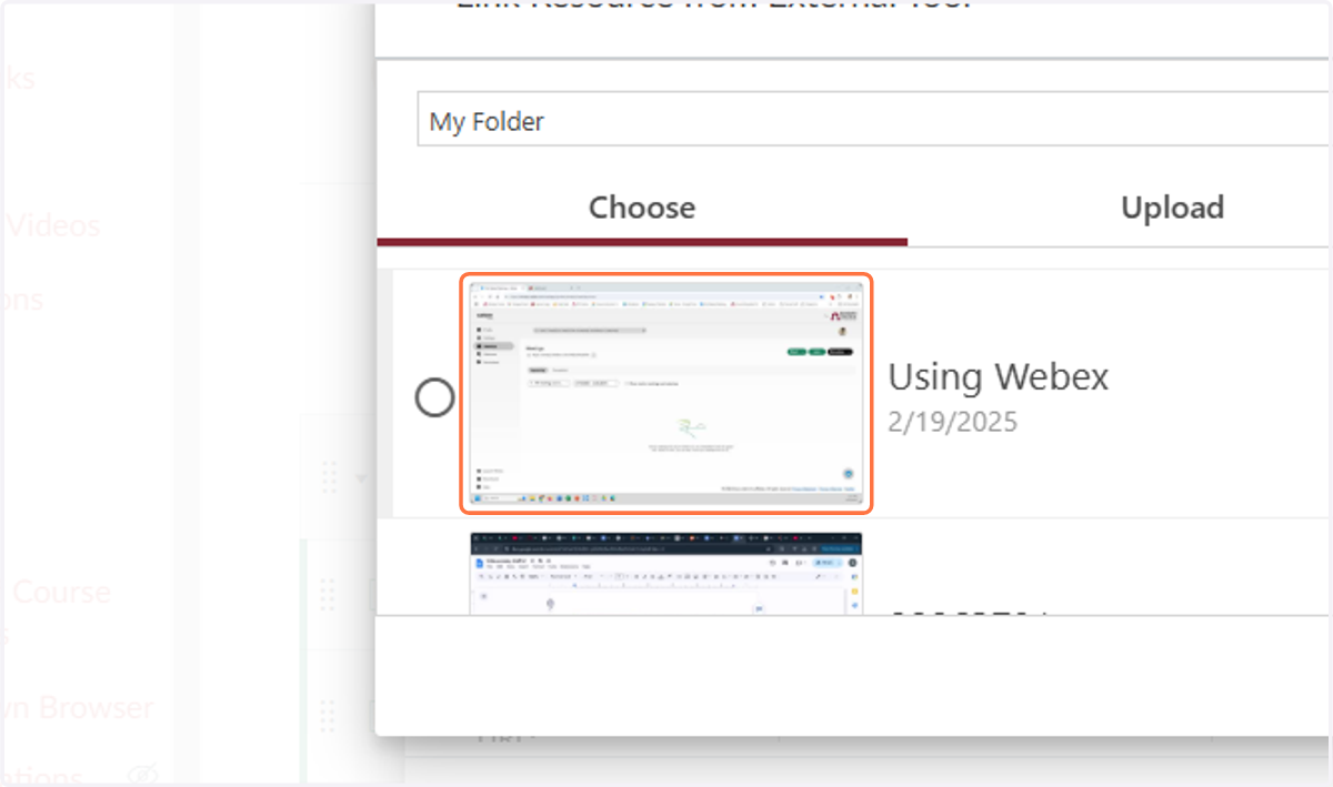 Select the video you would like to add to your Module.