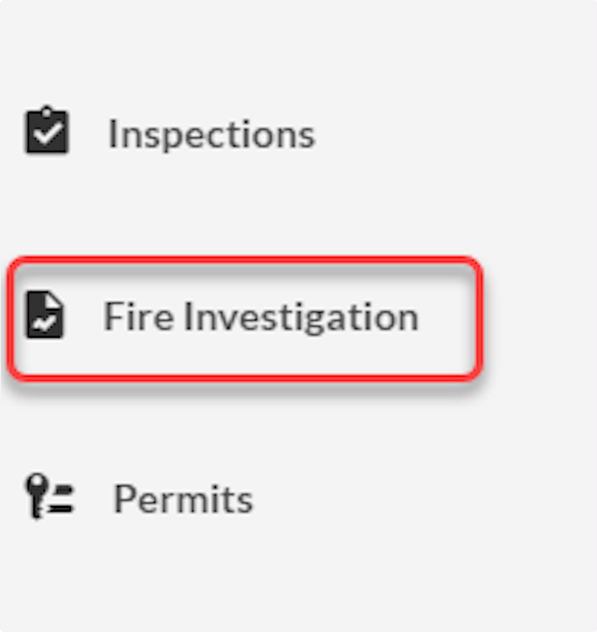 Navigate to the Fire Investigation Module