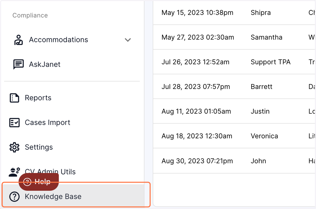 Click on the Knowledge Base in the left bottom of the panel.