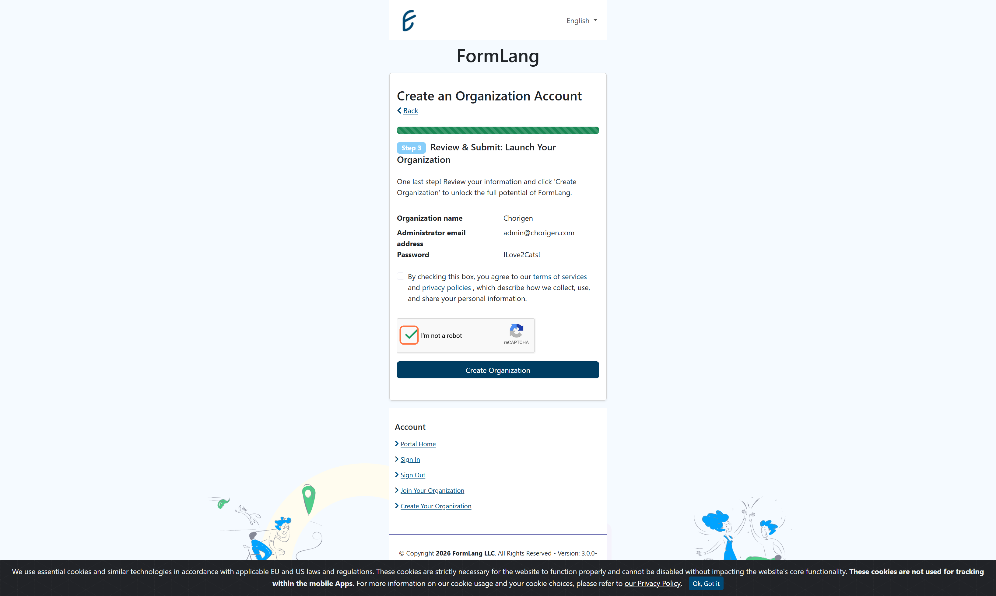 Click on Create Organization