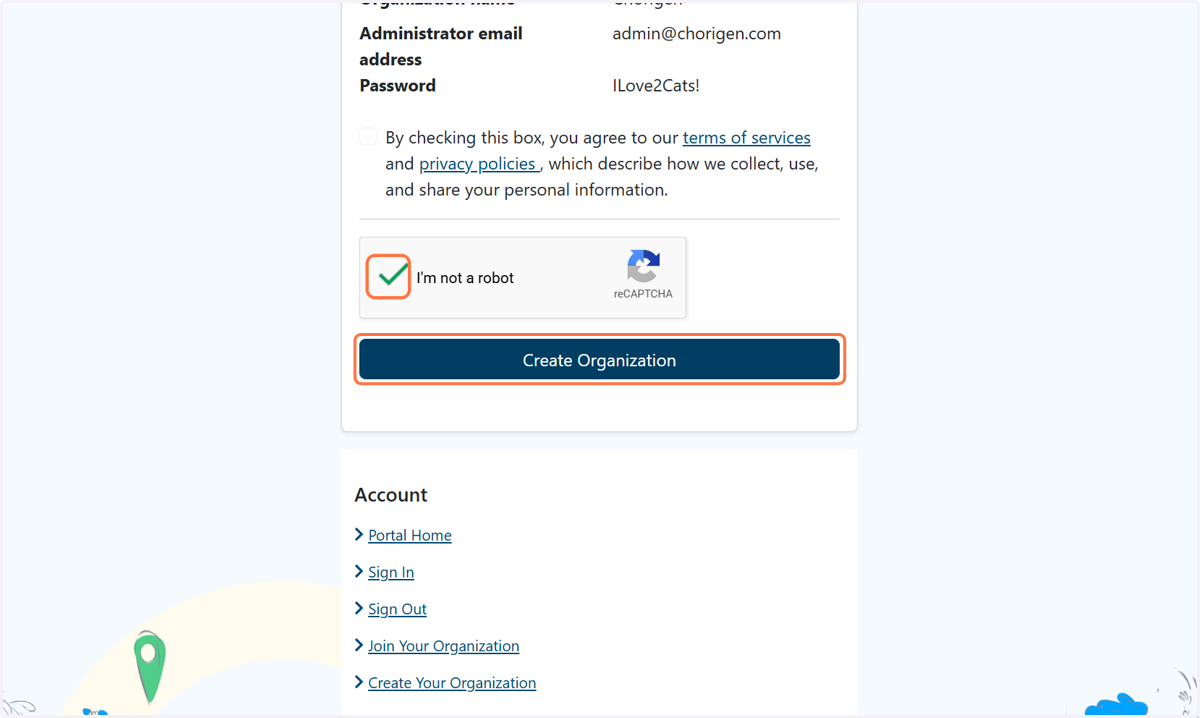 Click on Create Organization
