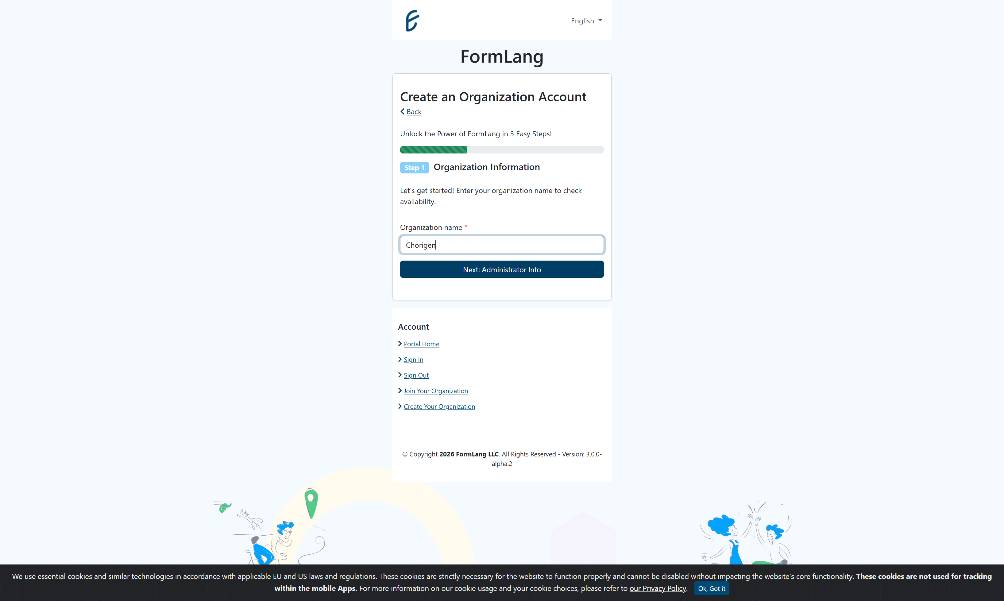 Click on Next: Administrator Info