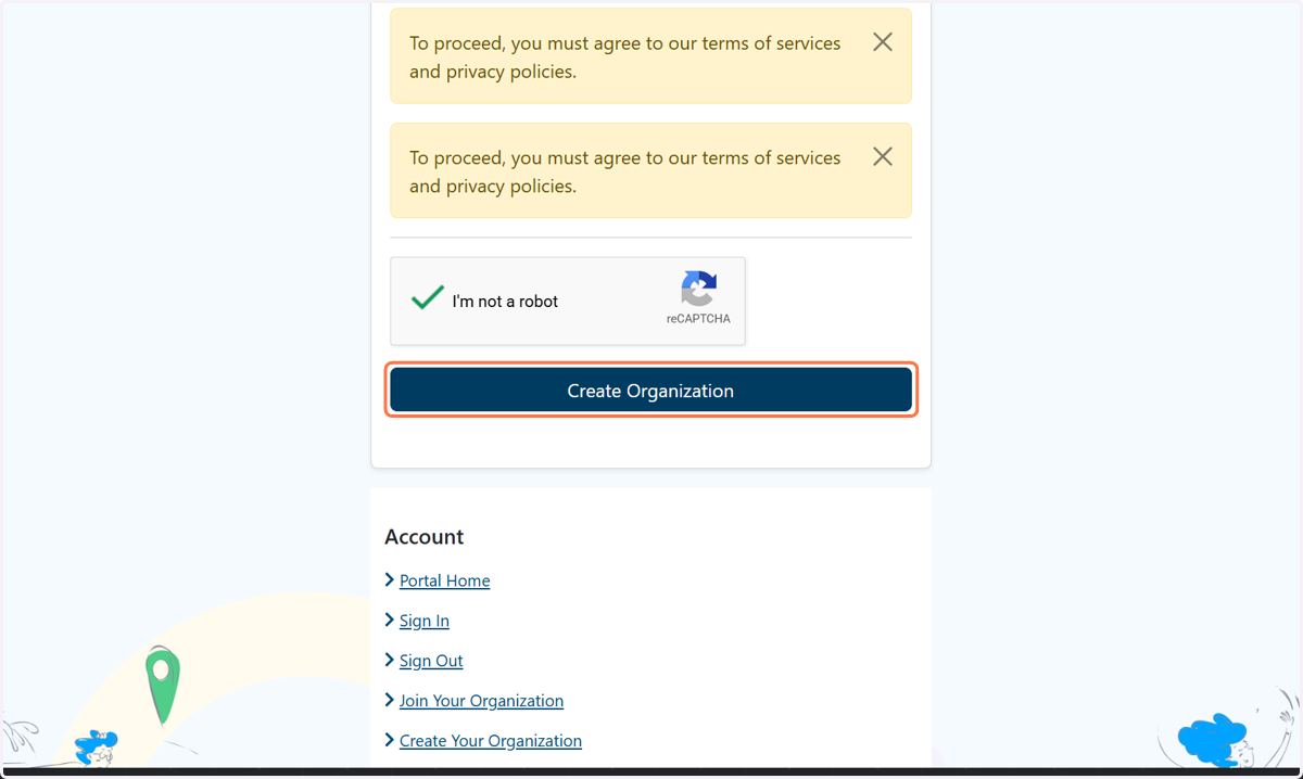 Click on Create Organization