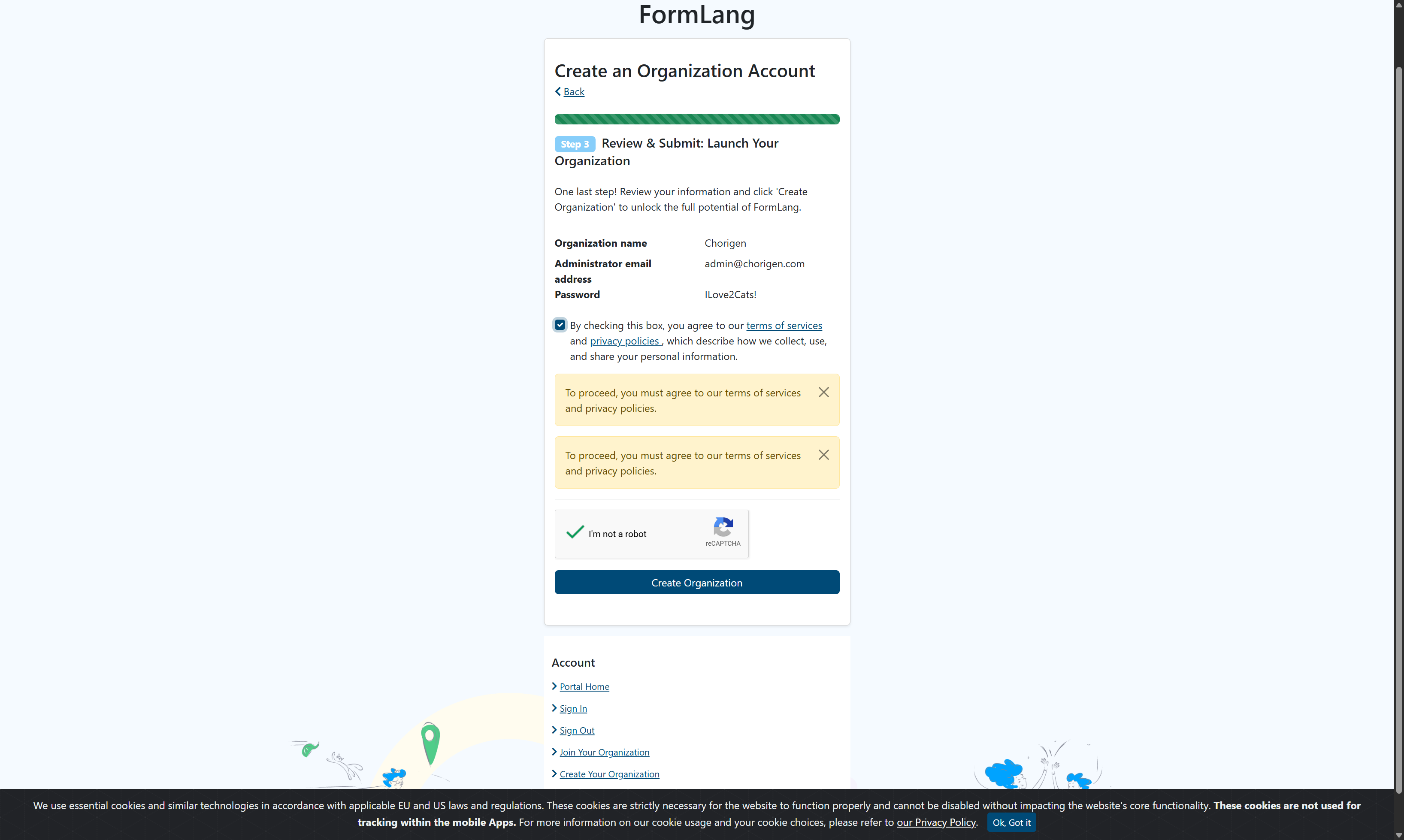 Check By checking this box, you agree to our terms of services and privacy policies , which describe how we collect, use, and share your personal information.
