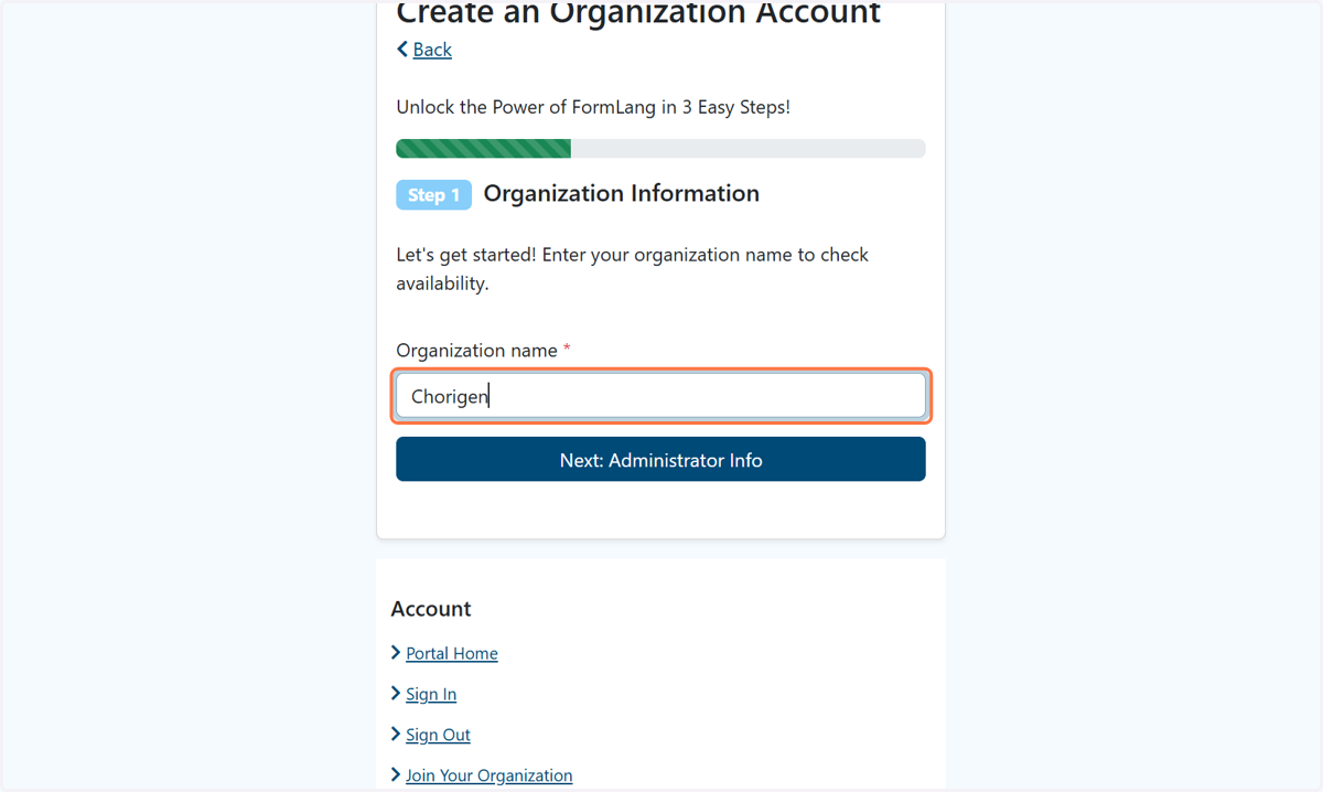 Click on Organization name