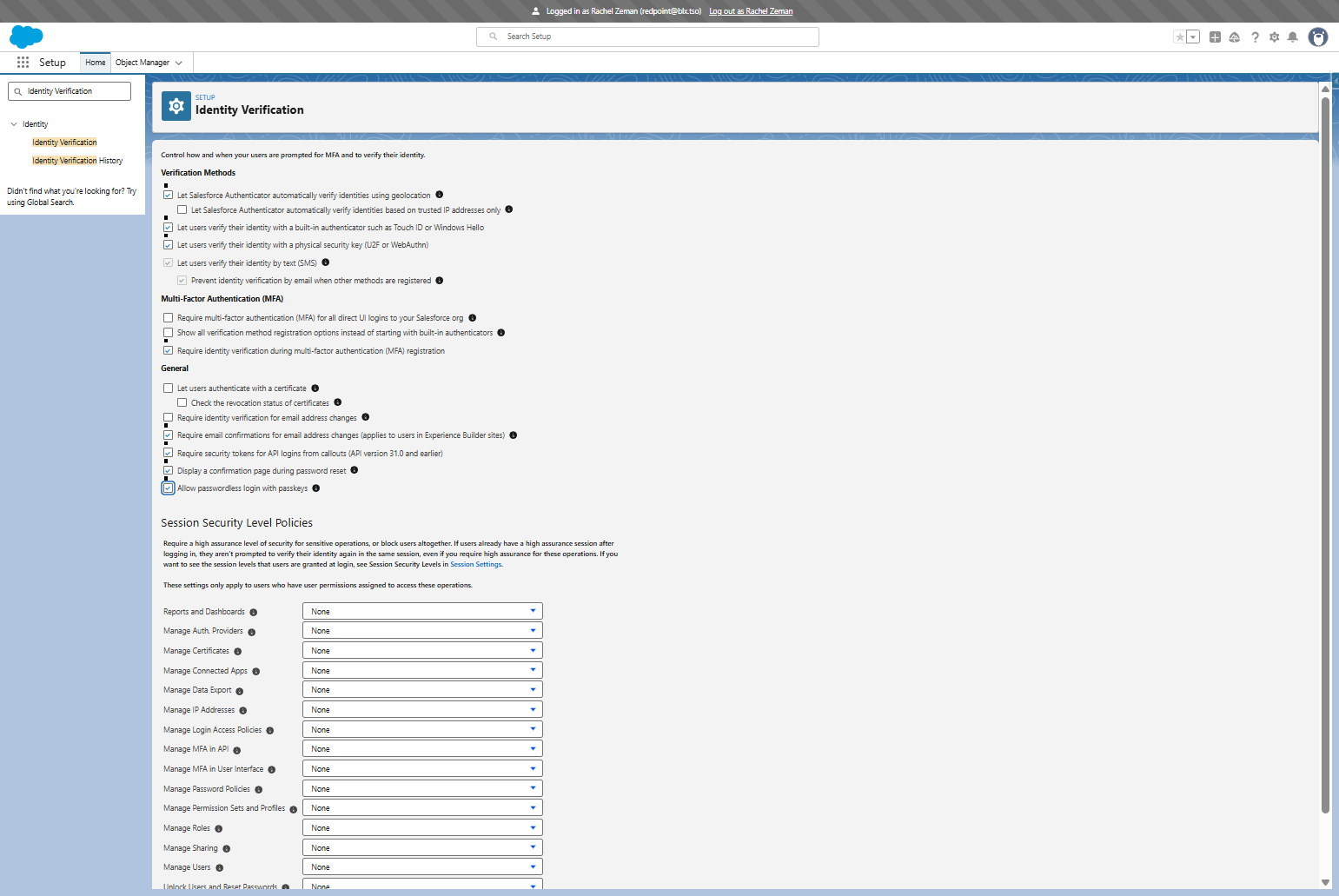 Select Allow passwordless login with passkeys