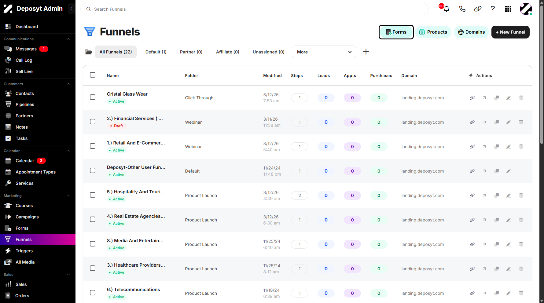 Step 3: Click on the Forms button located next to the Products button above.