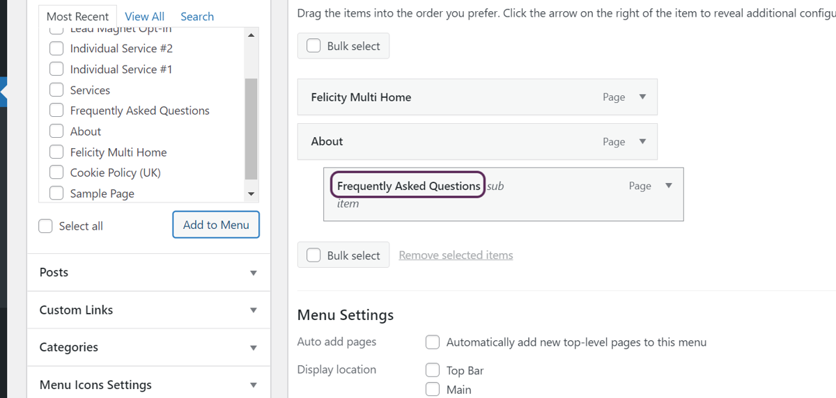 Faq Menu Bas Set up the main menu - Kim Scotland Support