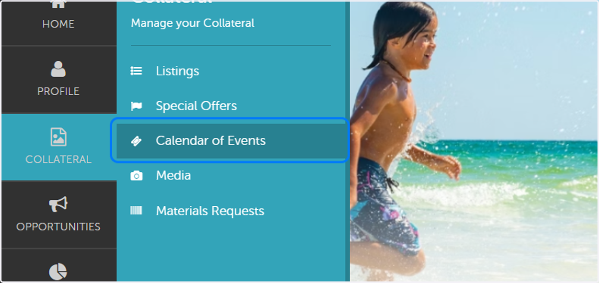 Click on Calendar of Events