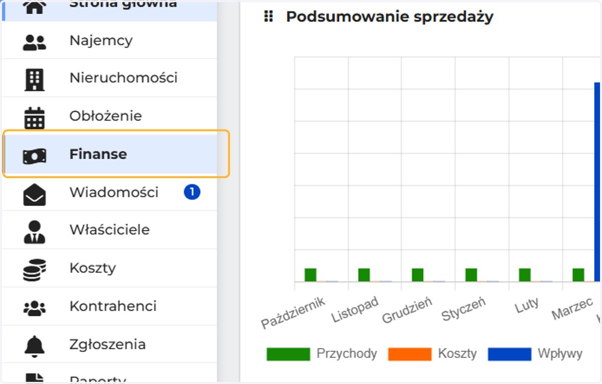 Przejdź do modułu Finanse