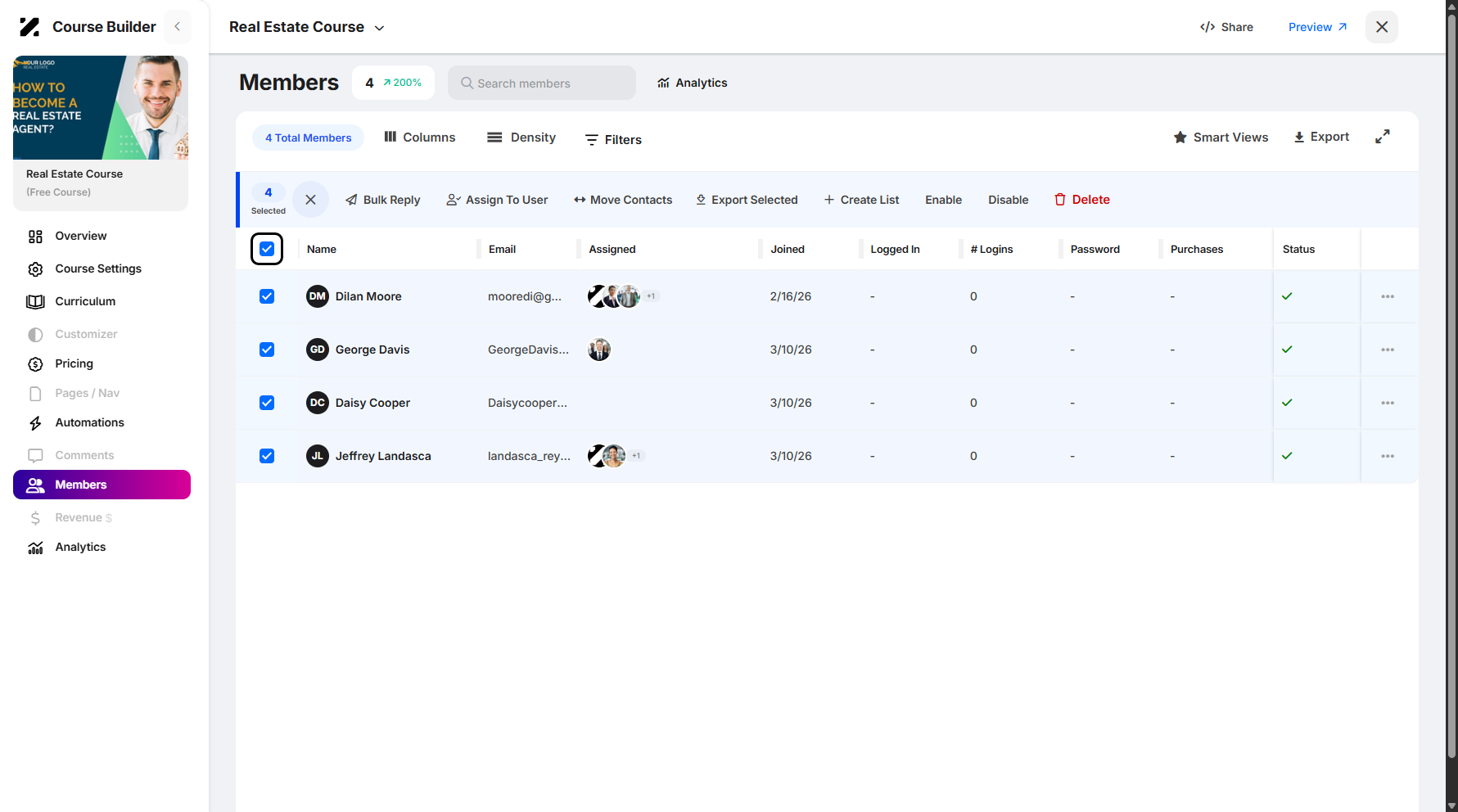 Step 5: To enable bulk actions, first click the Select All checkbox to make a selection.