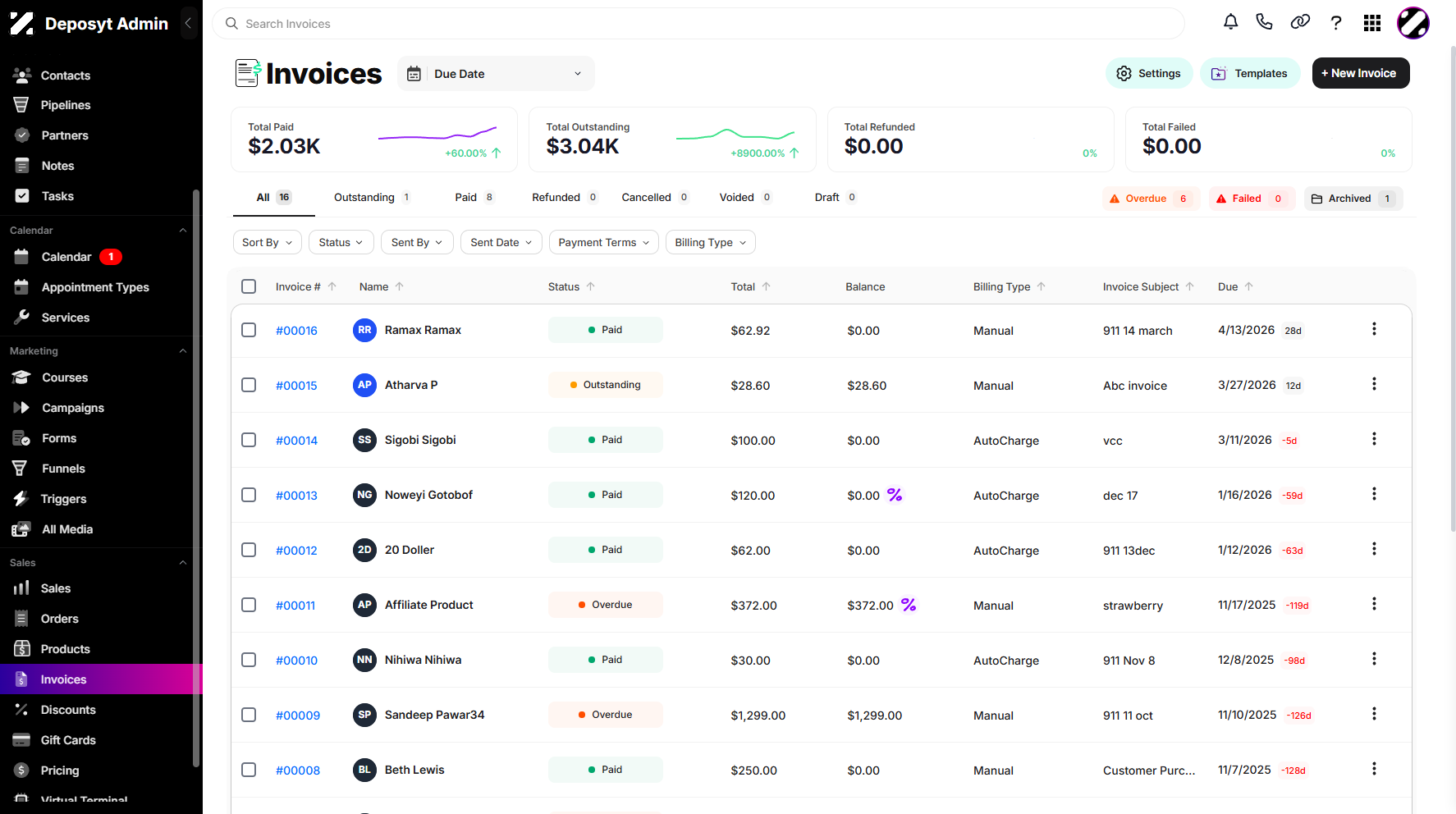 Step 1: On your Dashboard, scroll down to the Sales section and click on Invoices.