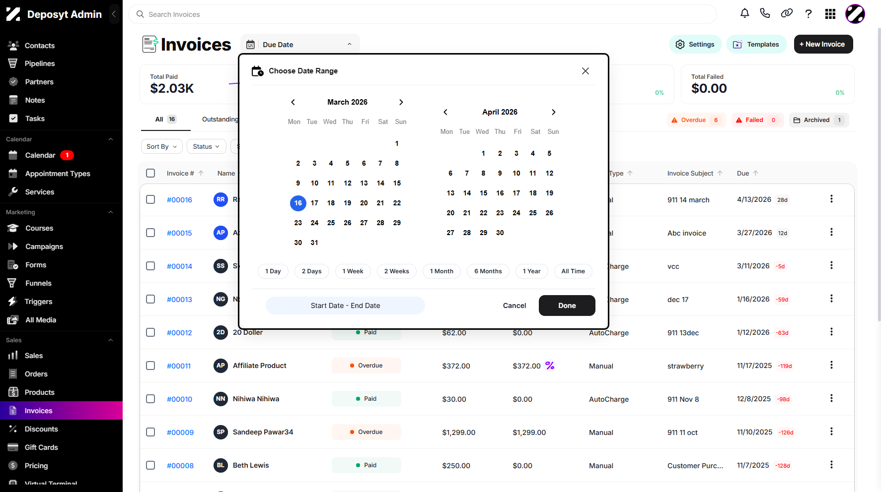 Step 4: Once the calendar opens, select your desired date range to filter the results.