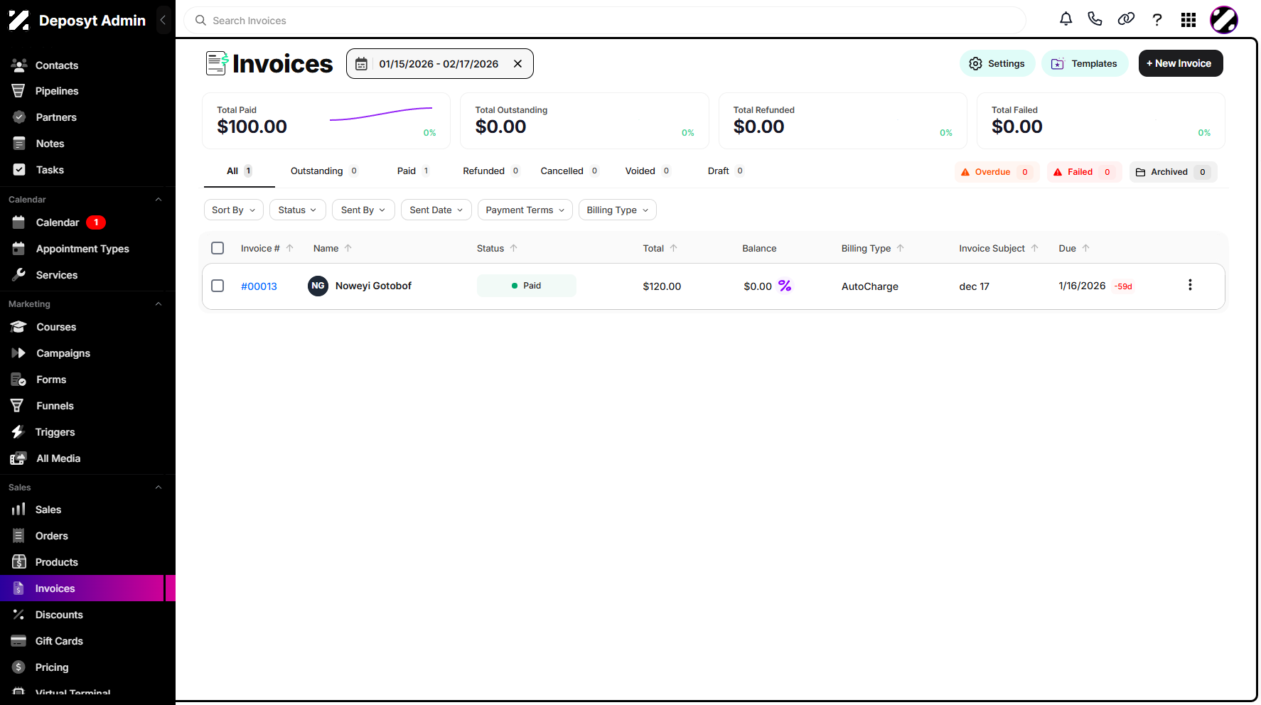 Step 6: The results will now be displayed according to the selected date range.