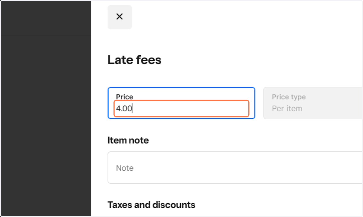 Type in the fee amount