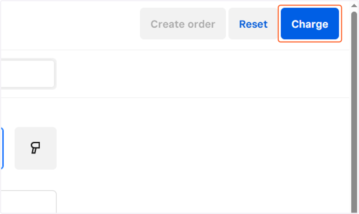 When you've added all the items to the payment cart, click on Charge
