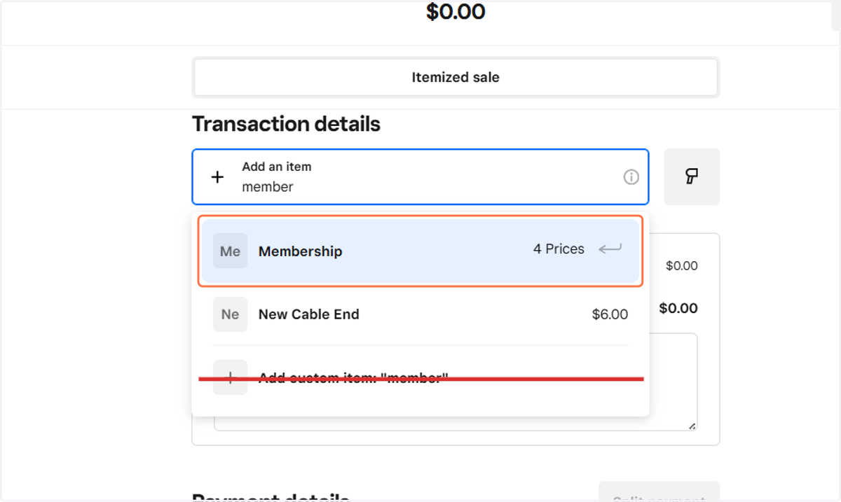 For Memberships, start typing in "membership" and then click on "Membership" - 4 Prices
