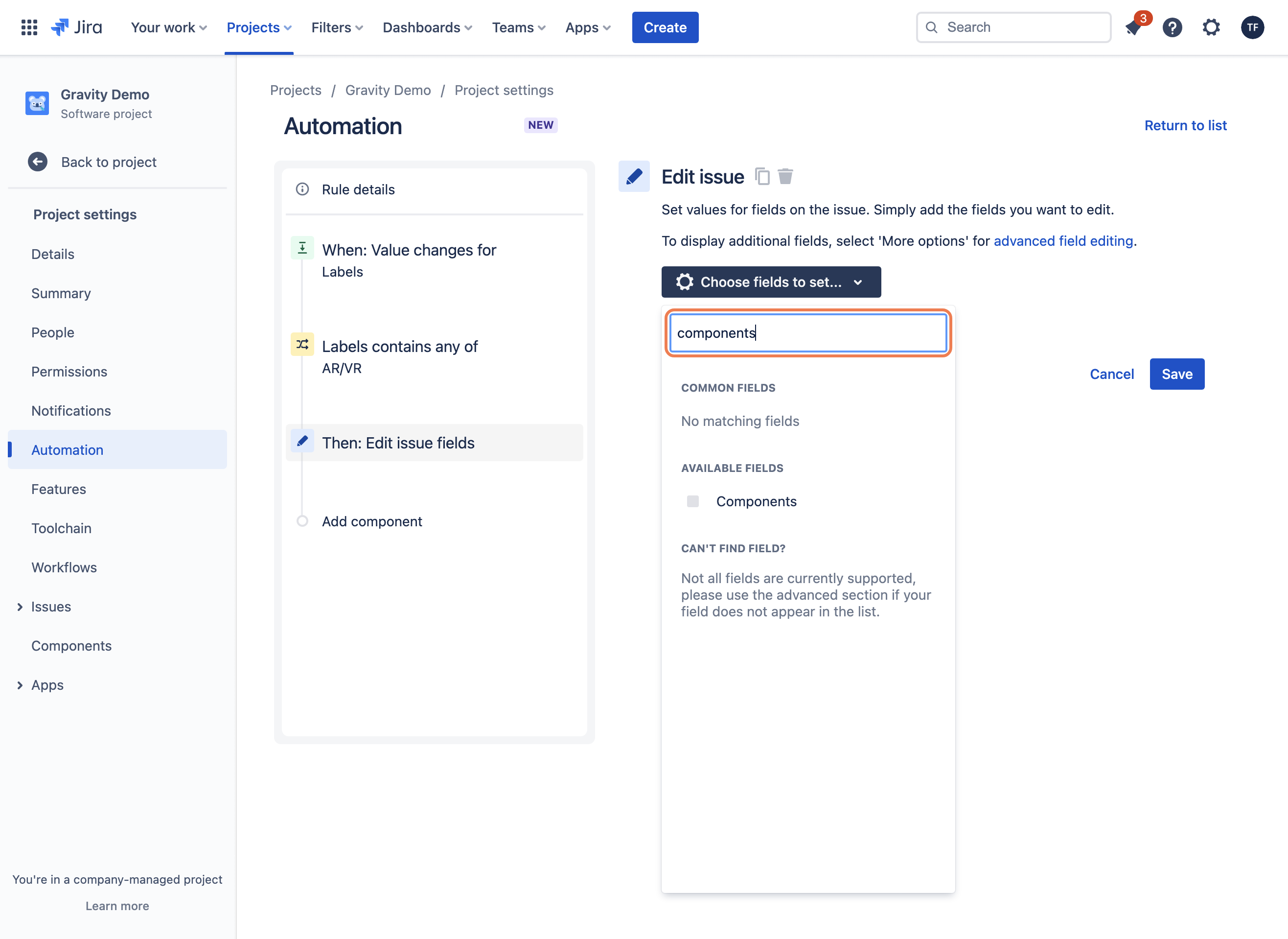 Type "components"