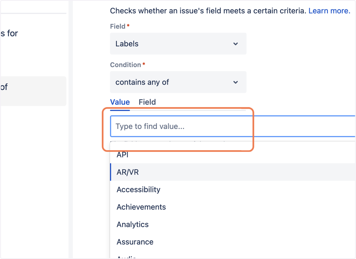 Click on Value