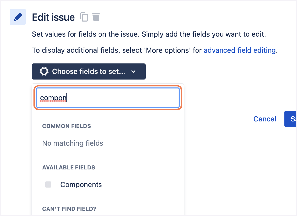 Click on Choose fields to set...