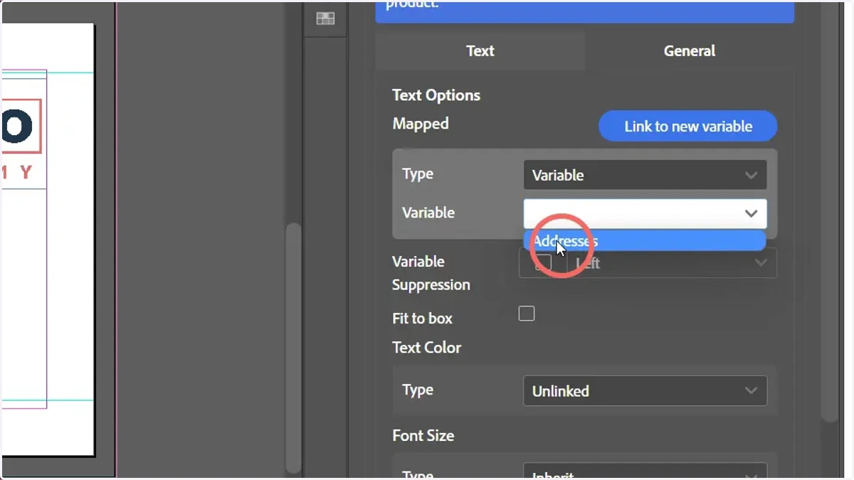 Select the variable linked to our text library resources