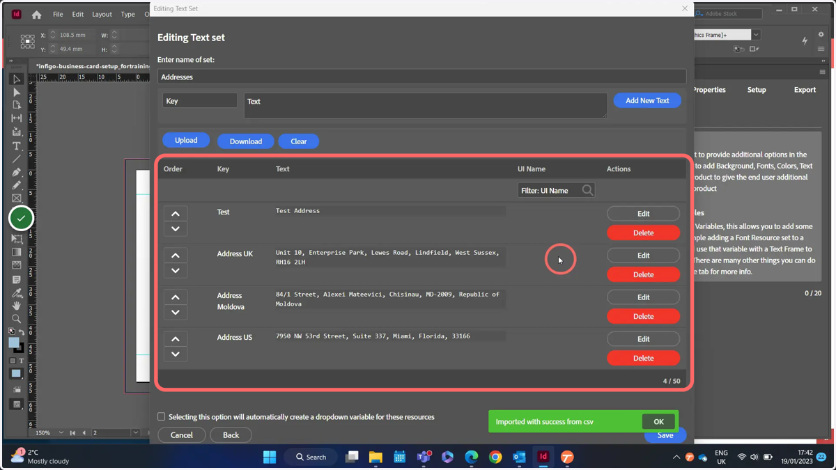 Data is loaded in from the CSV file