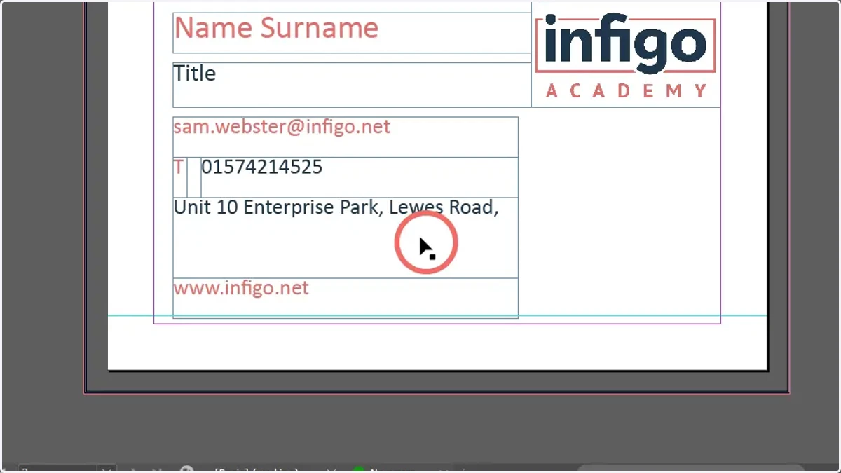 Select the text frame of interest